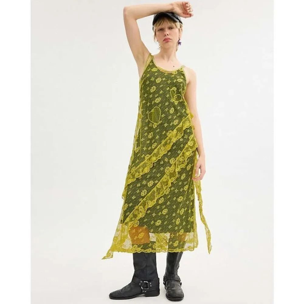 NWT COACH Yellow Ruffle Lace Slip Dress Size 0 $1295 Retail